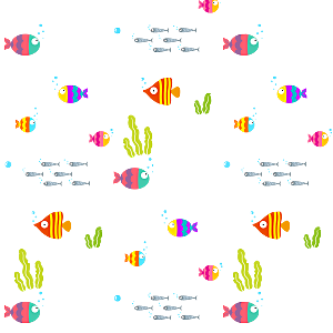 卡通手绘海洋游动鱼群免扣元素