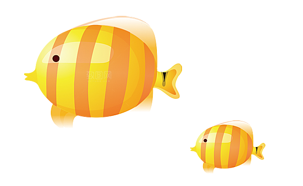 卡通手绘海洋游动鱼群免扣元素