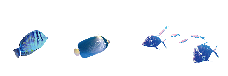 卡通手绘海洋游动鱼群免扣元素