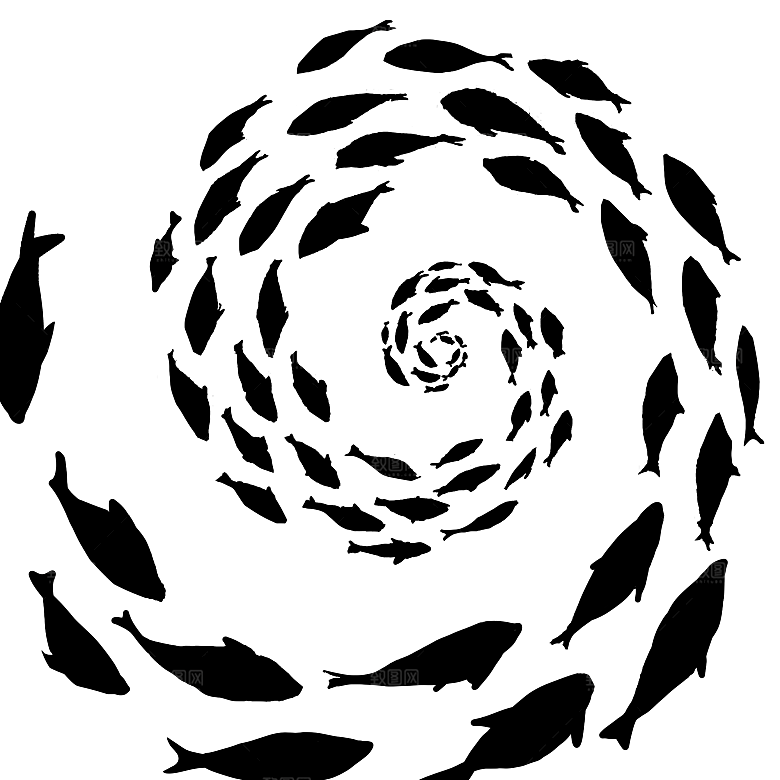 卡通手绘海洋游动鱼群免扣元素