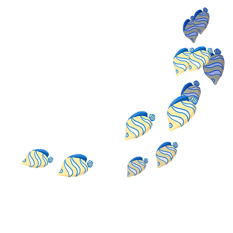 卡通手绘海洋游动鱼群免扣元素