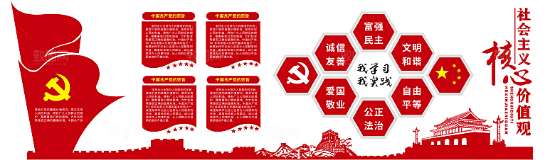 党员活动室党建文化墙