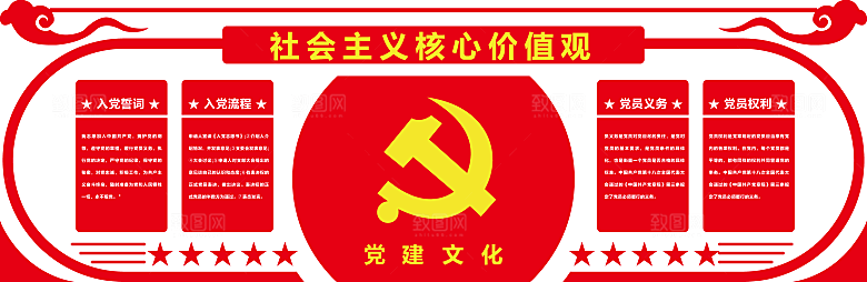 党员活动室党建文化墙