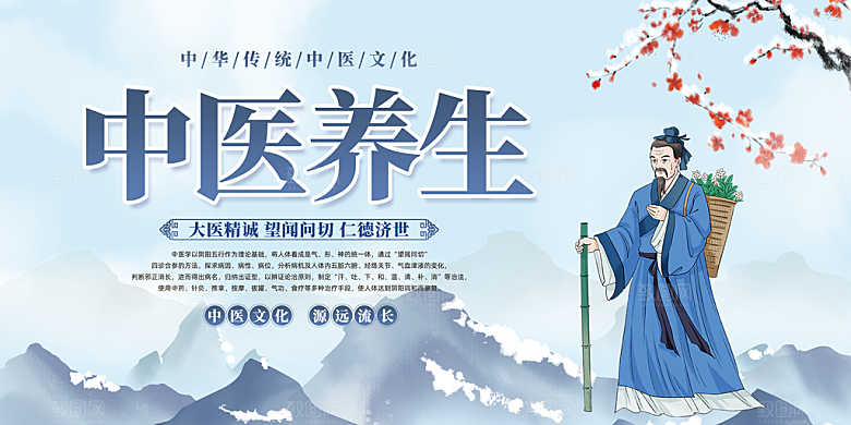 中医养生海报展板模板设计素材