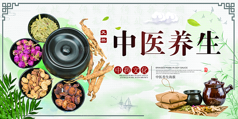 中医养生海报展板模板设计素材