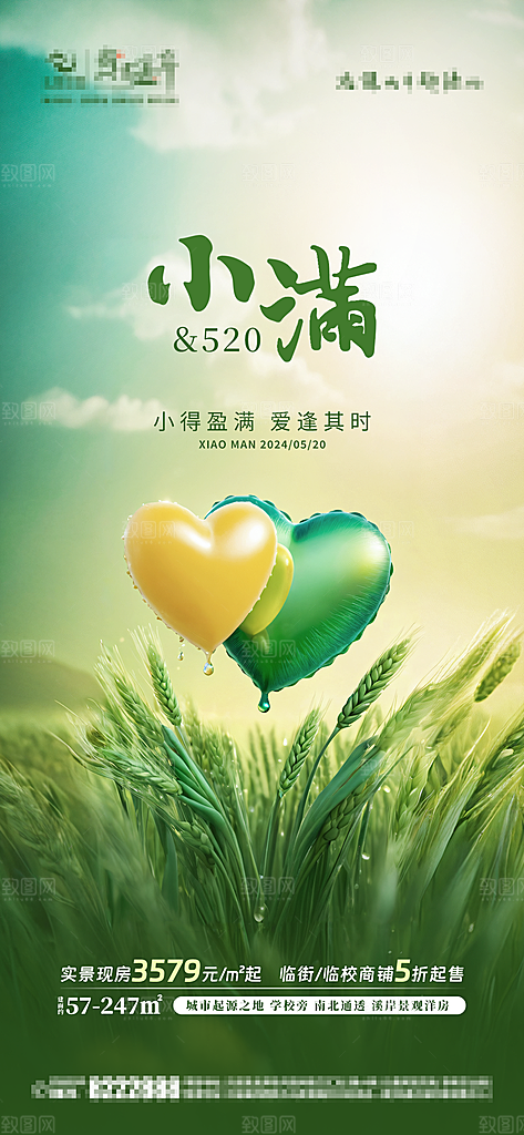 小满520简约大气海报