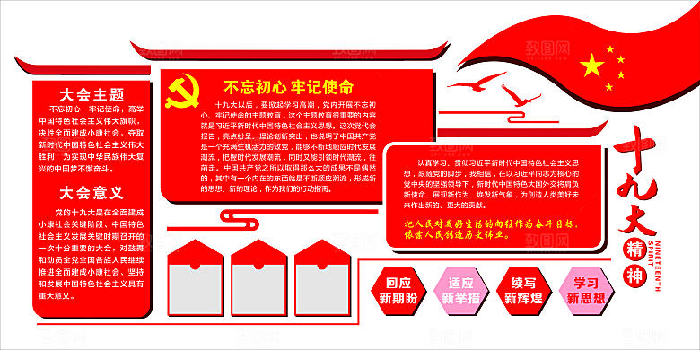 红色时尚十九大精神文化墙