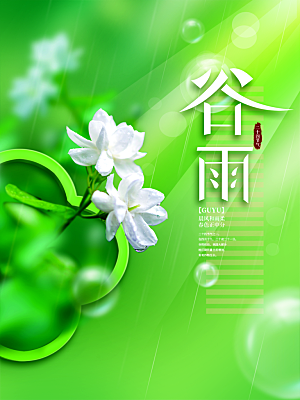 谷雨节气简约大气海报