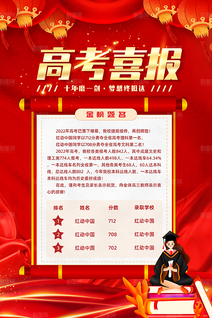 高考喜报海报设计