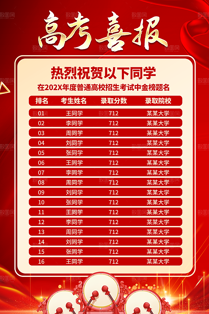 高考喜报海报设计