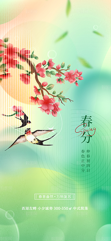 春分节气简约大气海报