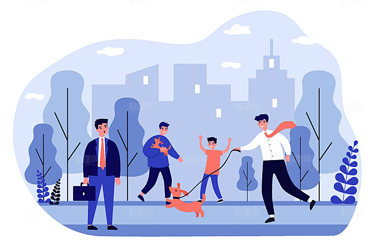 扁平风社交场景插画