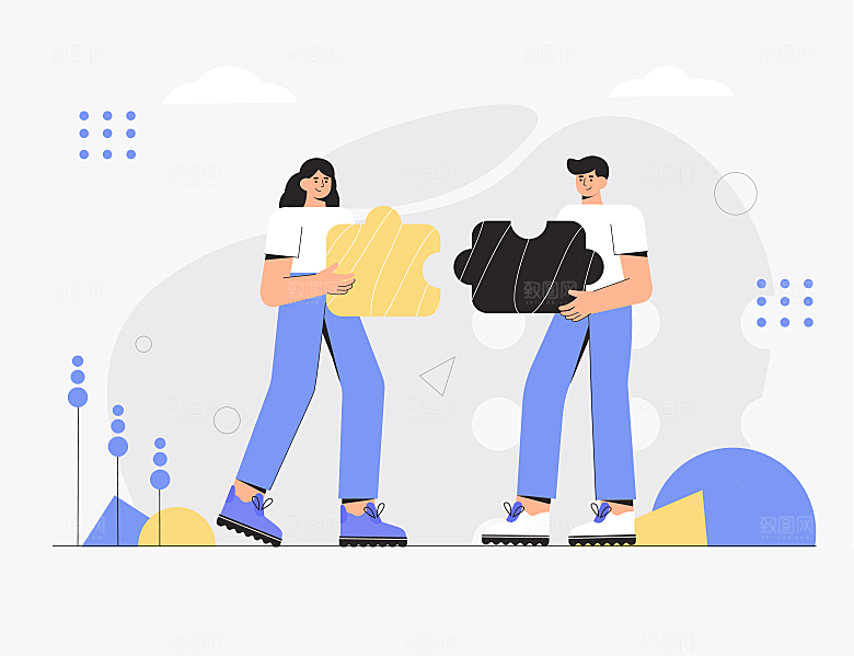 互联网社交办公场景插画矢量素材