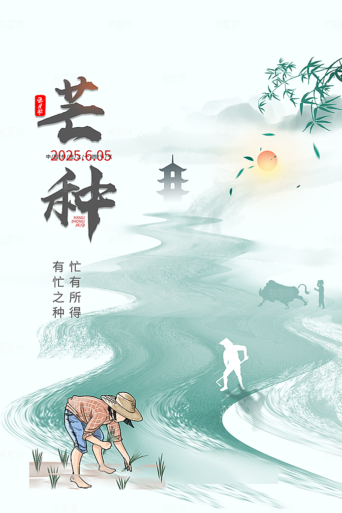 芒种节气简约大气海报