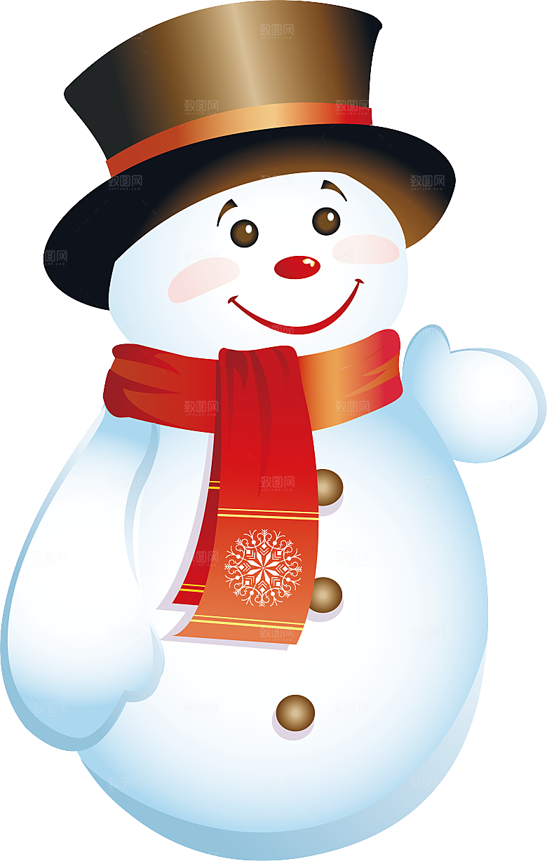 卡通冬天可爱雪人插画元素