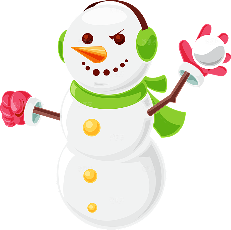 卡通冬天可爱雪人插画元素