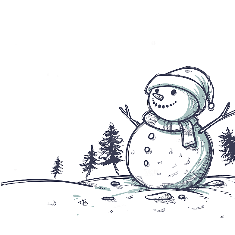 卡通冬天可爱雪人插画元素