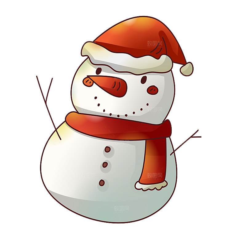 卡通冬天可爱雪人插画元素