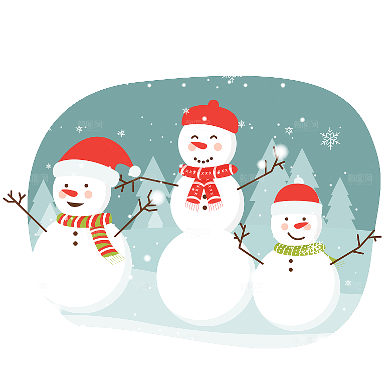 卡通冬天可爱雪人插画元素