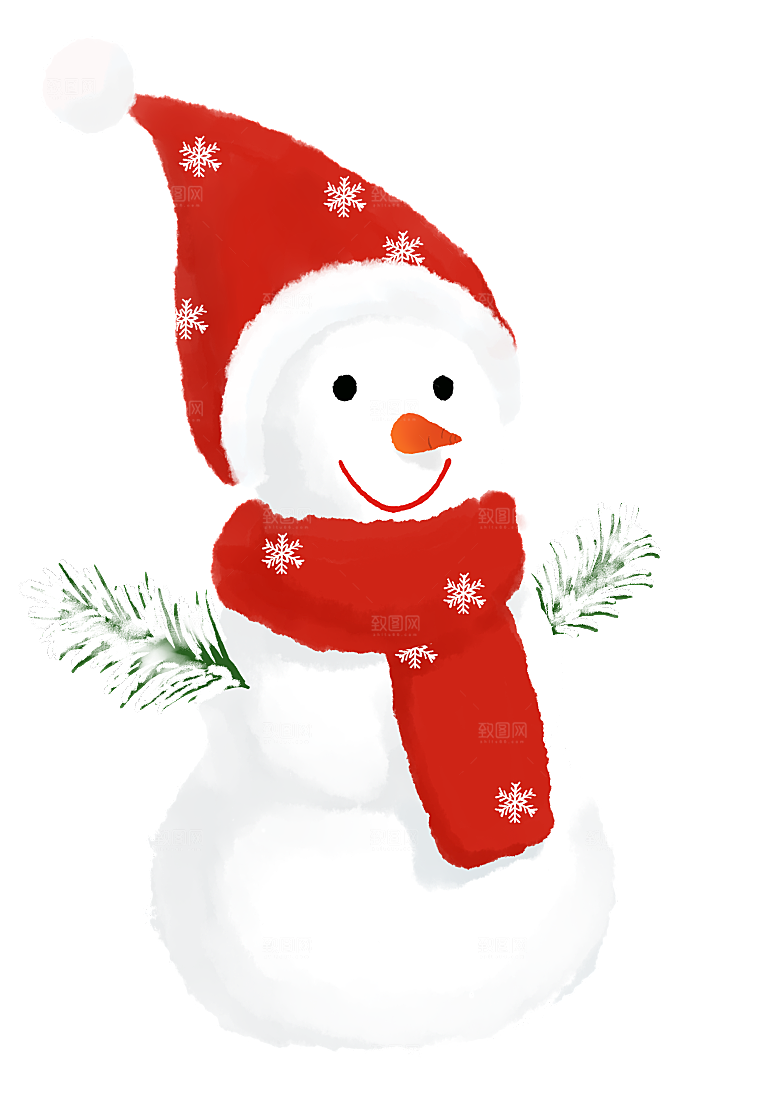 卡通冬天可爱雪人插画元素