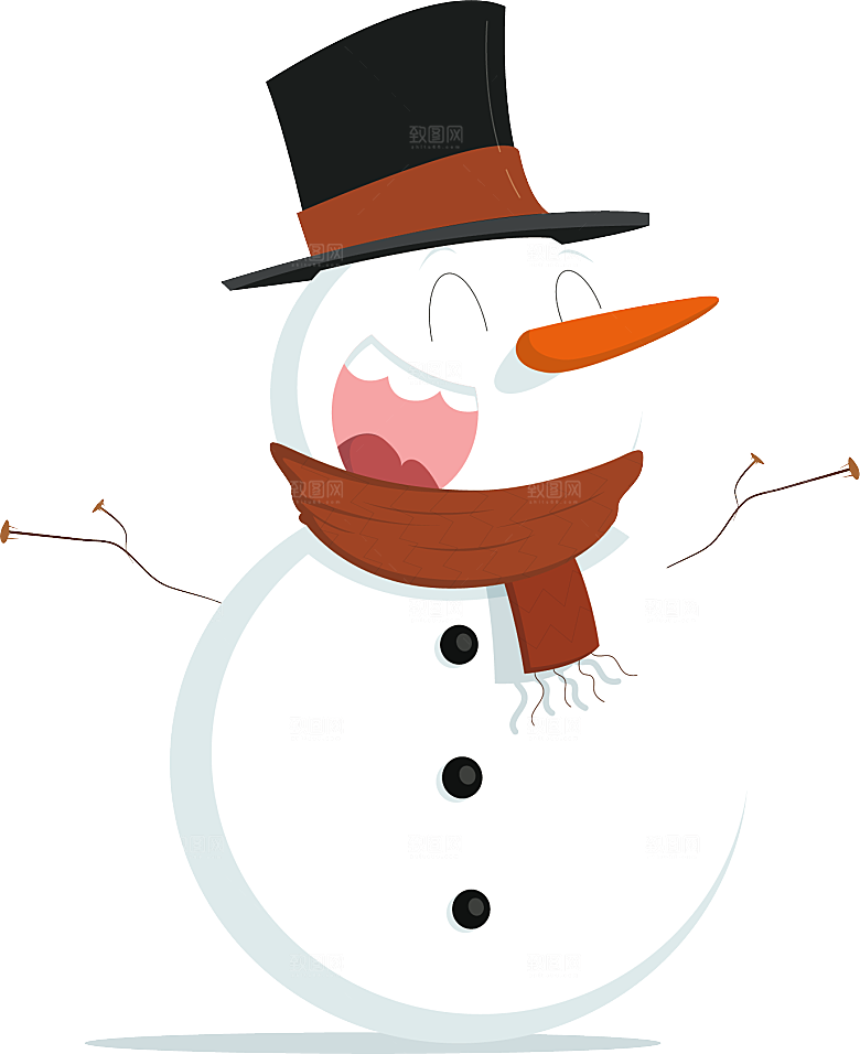 卡通冬天可爱雪人插画元素