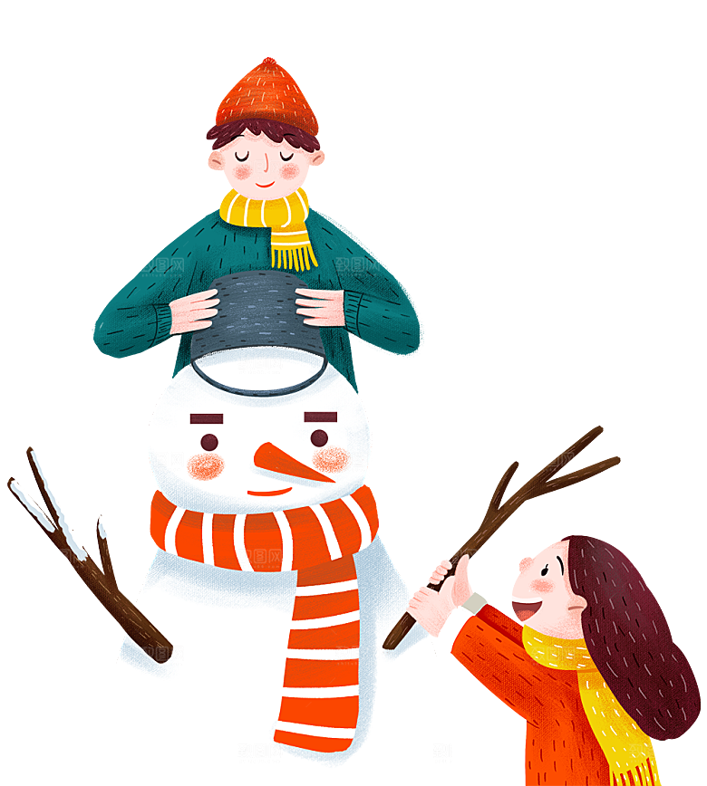 卡通冬天可爱雪人插画元素