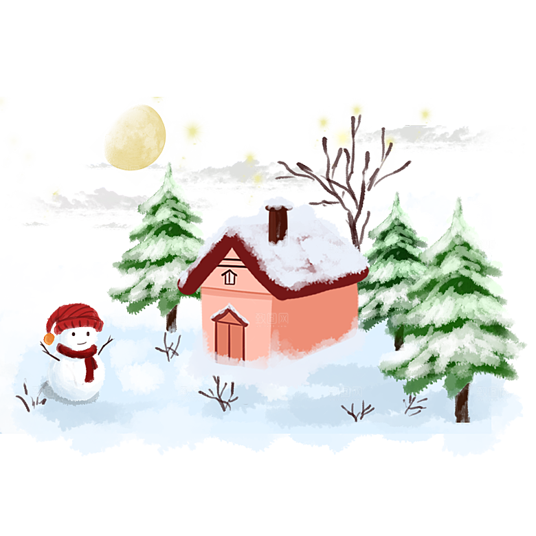 卡通冬天可爱雪人插画元素