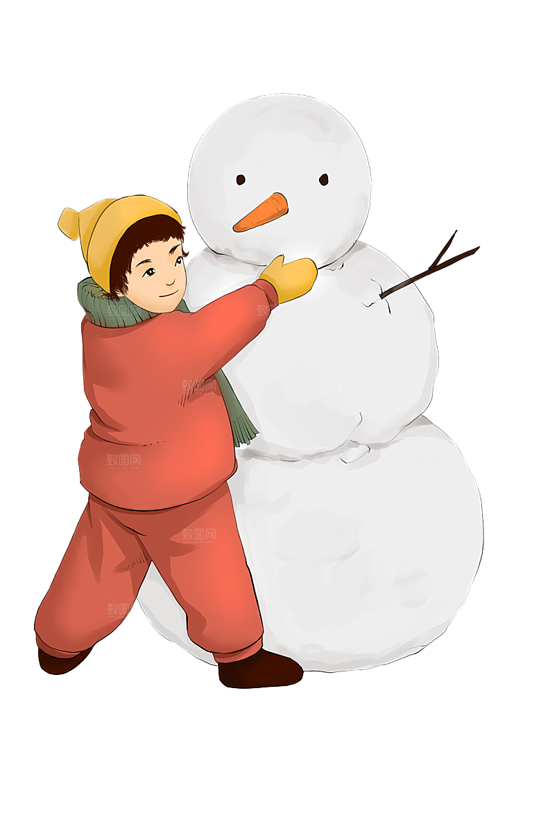 卡通冬天可爱雪人插画元素
