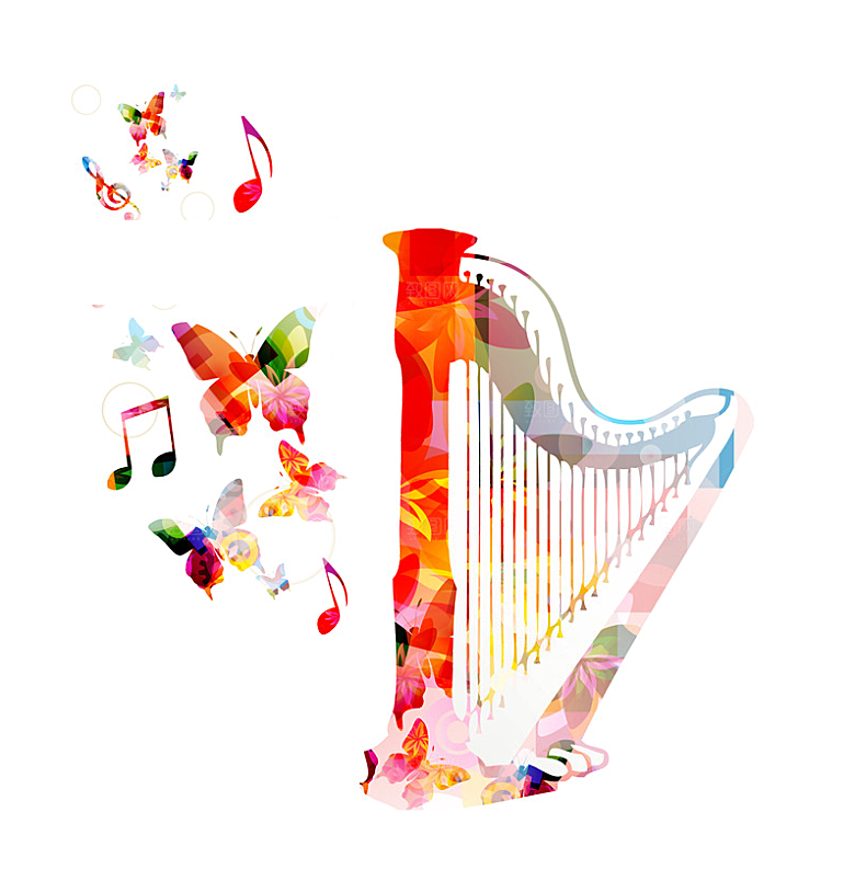 卡通彩色音符五线谱PNG素材