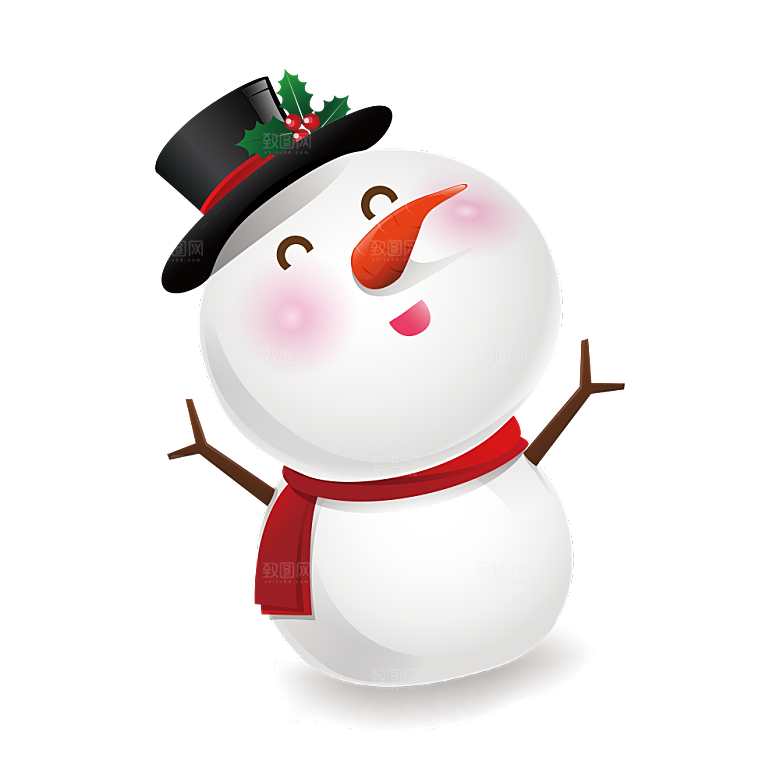 卡通冬天可爱雪人插画元素