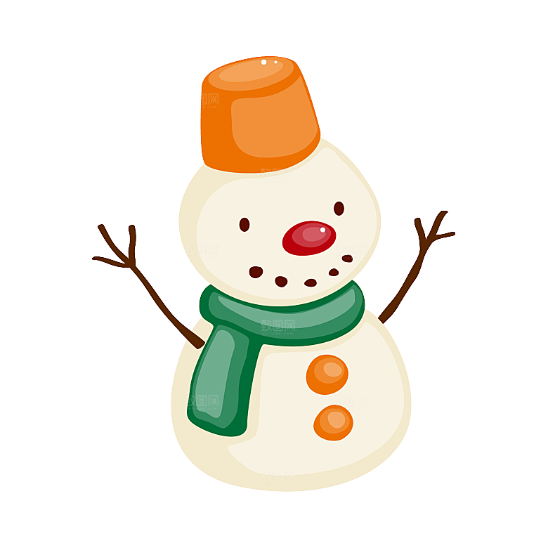 卡通冬天可爱雪人插画元素
