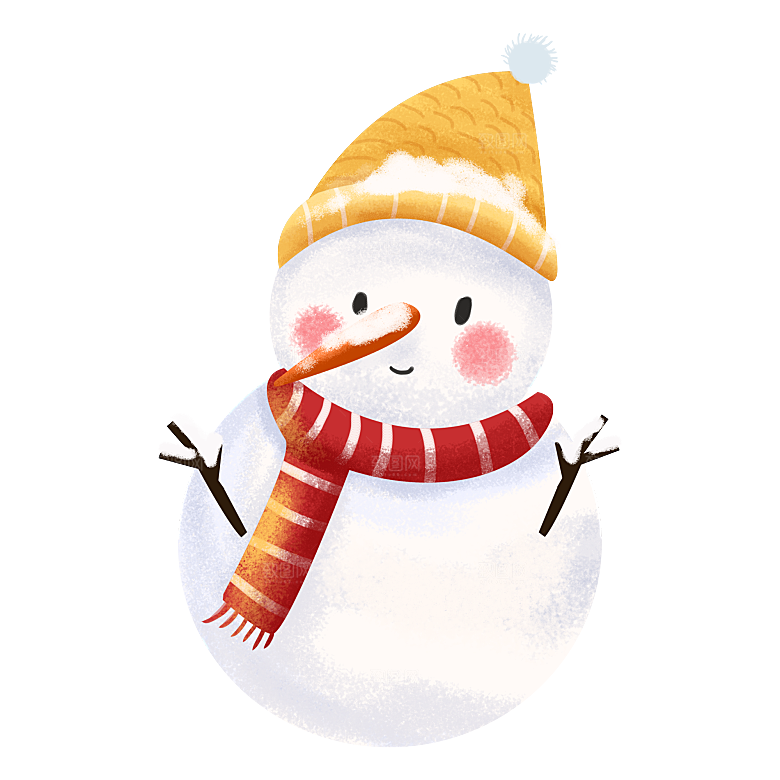 卡通冬天可爱雪人插画元素