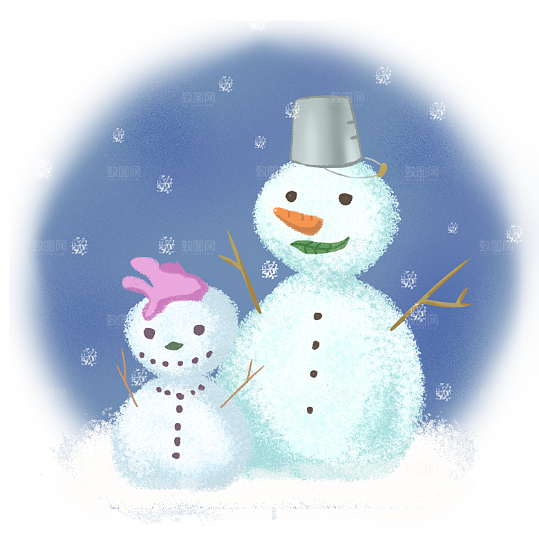 卡通冬天可爱雪人插画元素