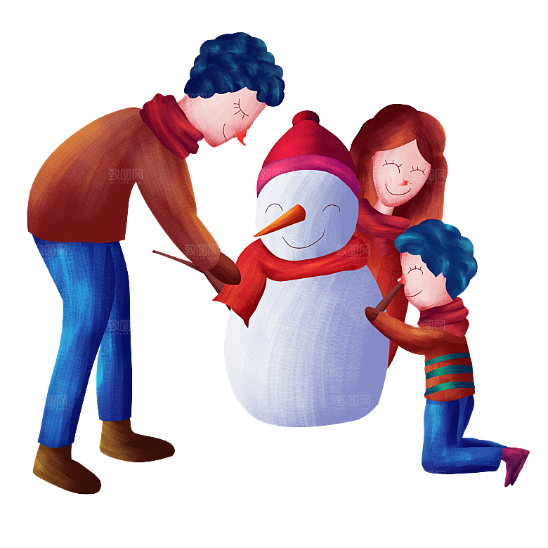 卡通冬天可爱雪人插画元素