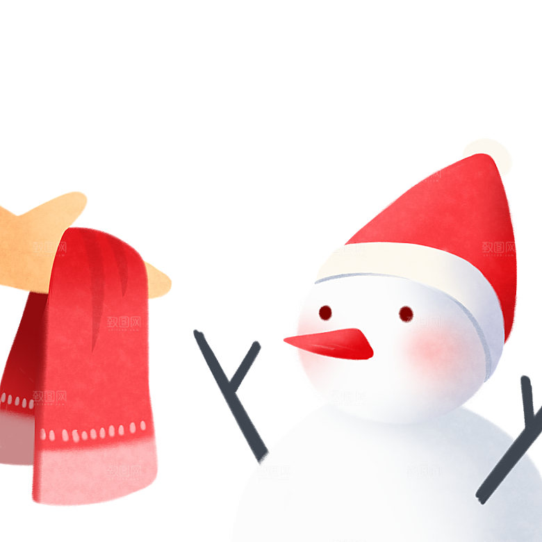 卡通冬天可爱雪人插画元素