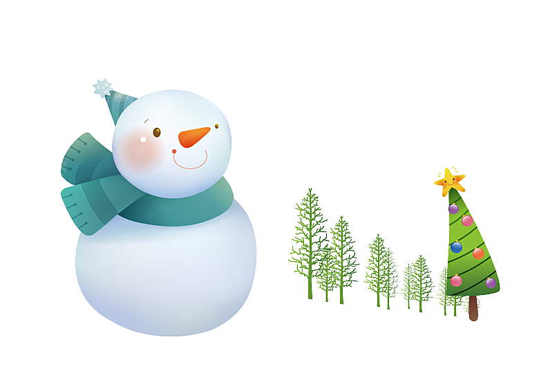 卡通冬天可爱雪人插画元素