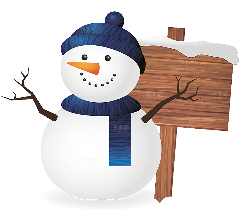 卡通冬天可爱雪人插画元素