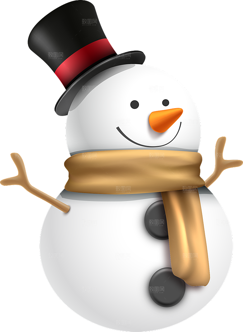 卡通冬天可爱雪人插画元素