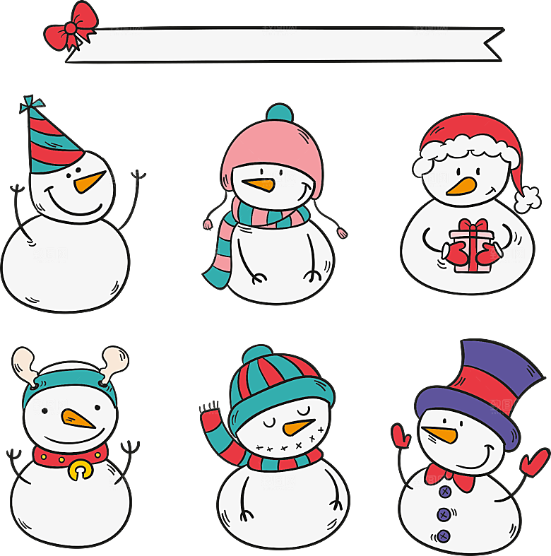 卡通冬天可爱雪人插画元素