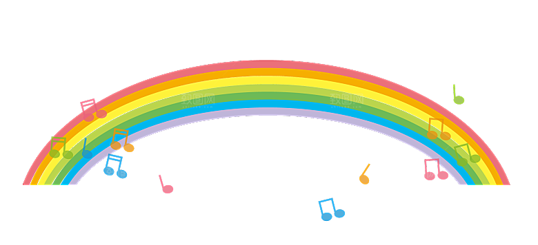 卡通彩色音符五线谱PNG素材