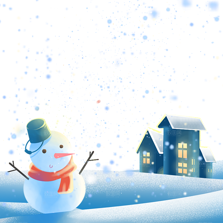卡通冬天可爱雪人插画元素