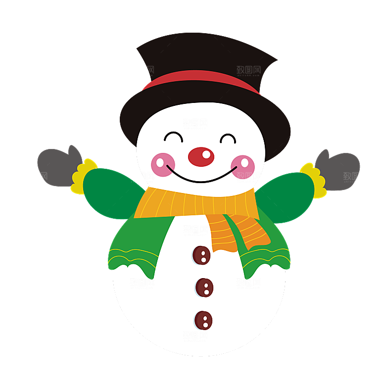 卡通冬天可爱雪人插画元素