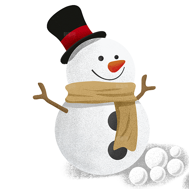 卡通冬天可爱雪人插画元素