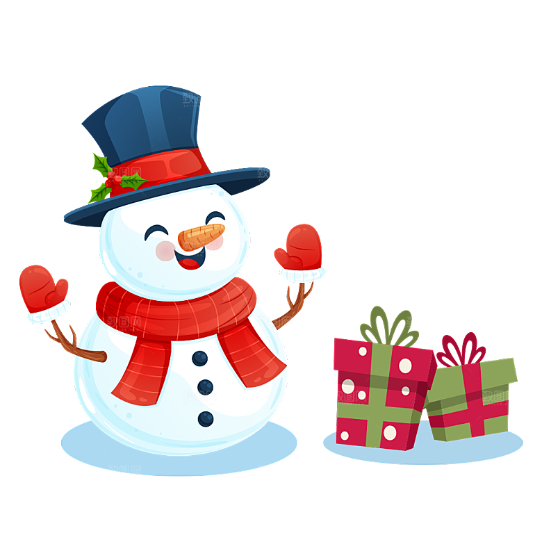卡通冬天可爱雪人插画元素