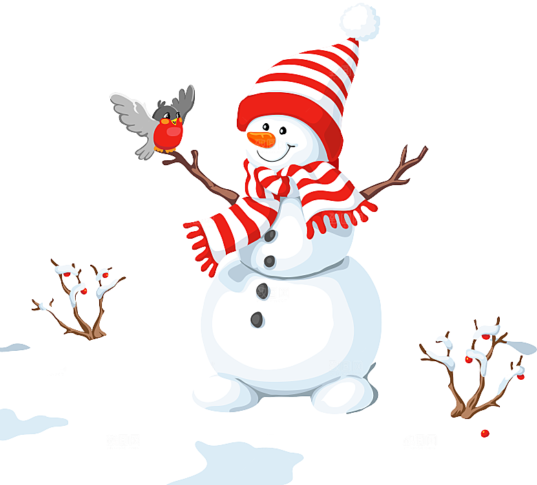 卡通冬天可爱雪人插画元素