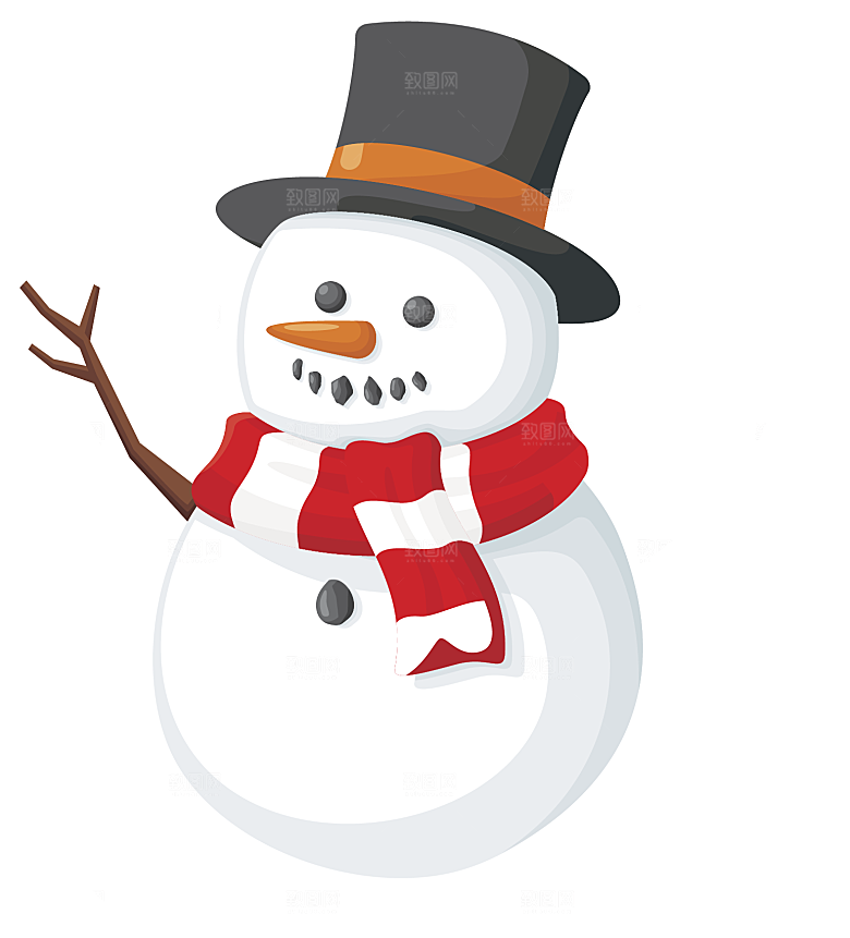卡通冬天可爱雪人插画元素