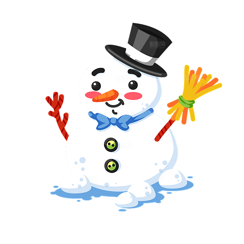 简约大气雪人卡通PNG素材