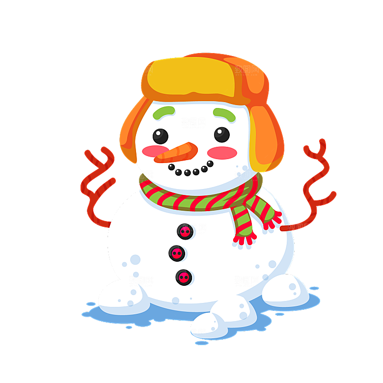 简约大气雪人卡通PNG素材