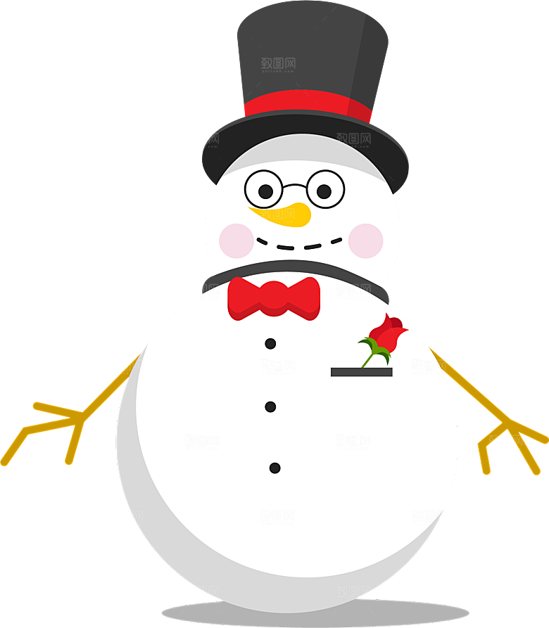 简约大气雪人卡通PNG素材