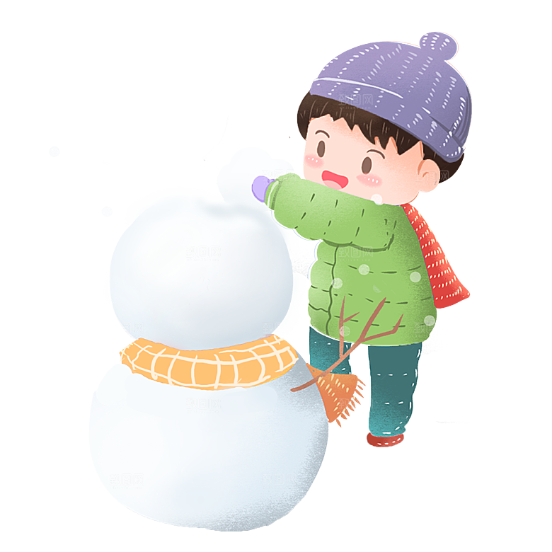 卡通冬天可爱雪人插画元素